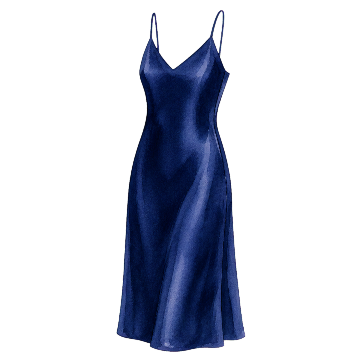 Deep Navy Silk Midi Slip Dress
