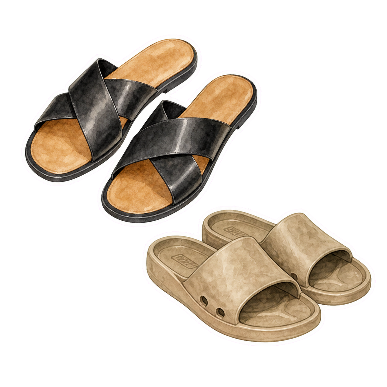 Two Pairs Waterproof-Treated Slip-Ons