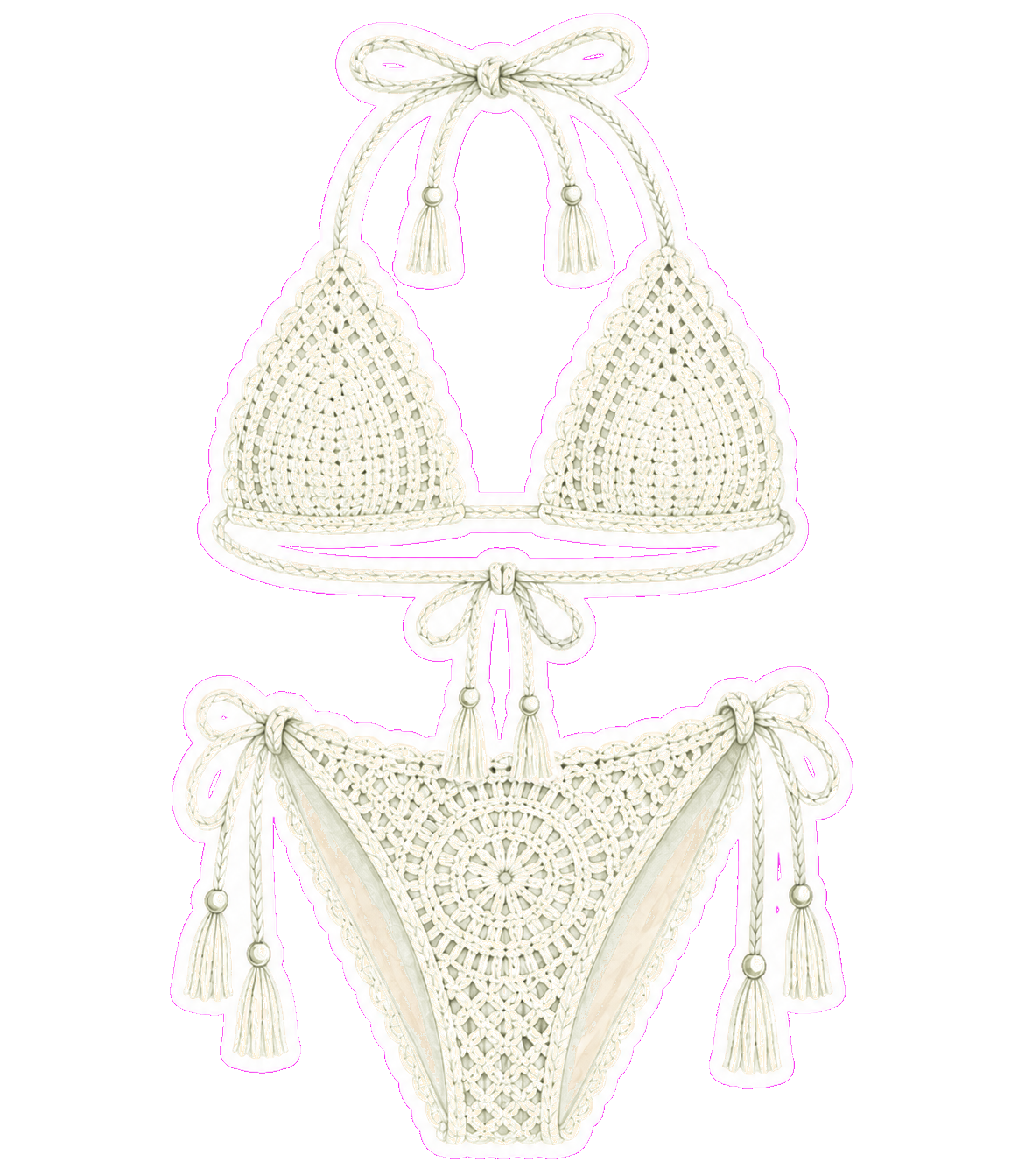 Cream Crochet Bikini