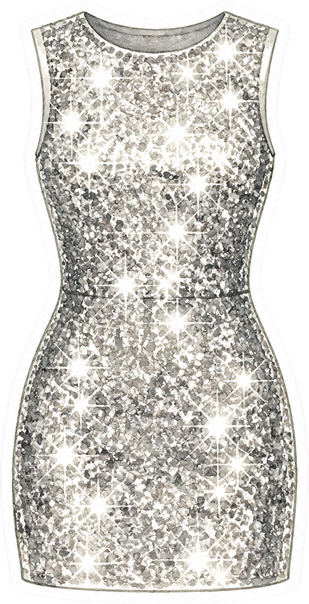 Silver Sequin Fitted Mini Dress