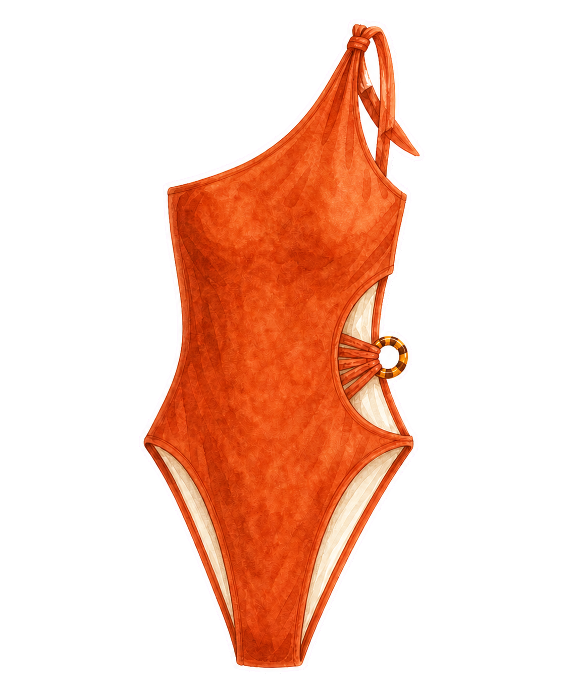 Terracotta Asymmetric One-Piece Swimsuit