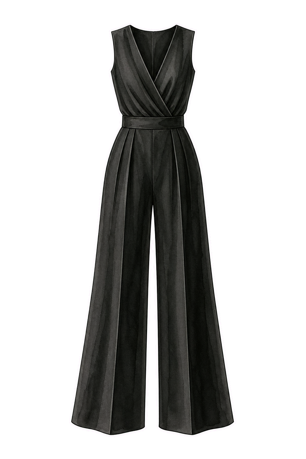 Black Sleeveless Wide-Leg Jumpsuit