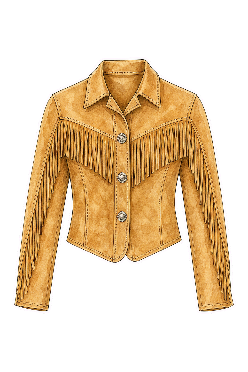 Tan Cropped Suede Fringe Jacket