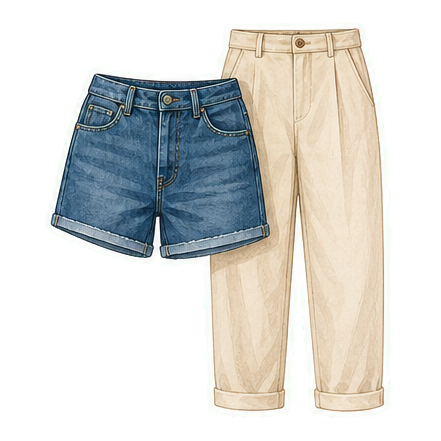 Denim Shorts Or Stone Chinos