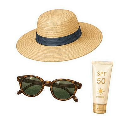 Sun Hat Sunglasses And SPF 50