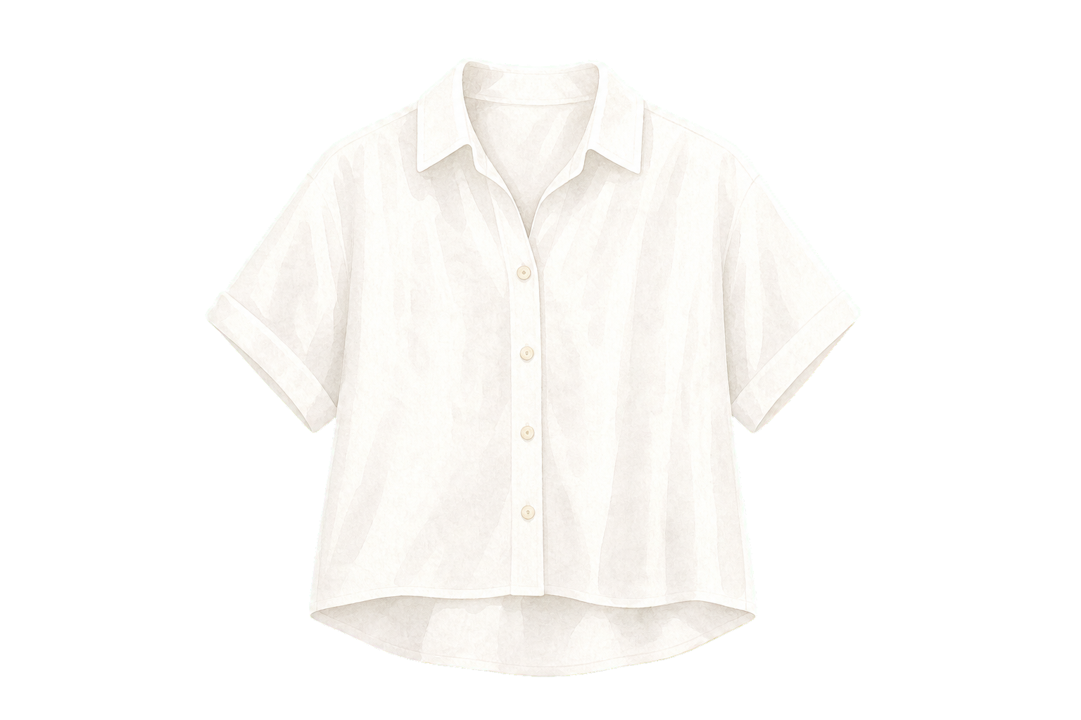 Short-Sleeve White Linen Button-Down