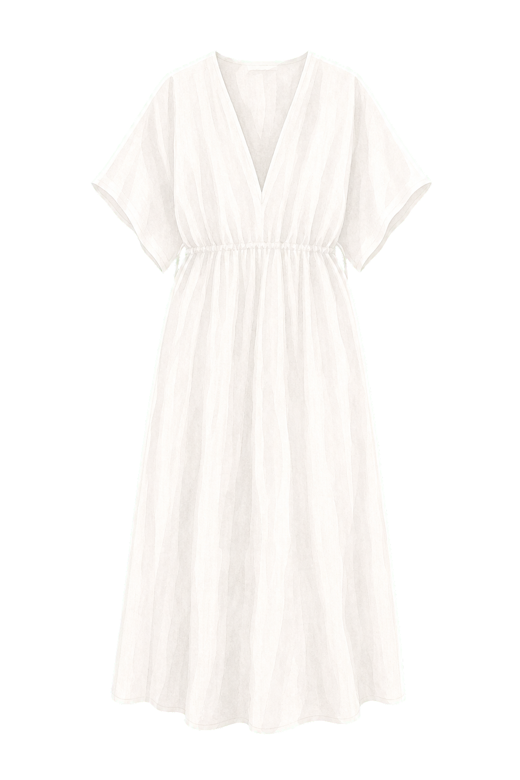 White Lightweight Kaftan Midi Dress