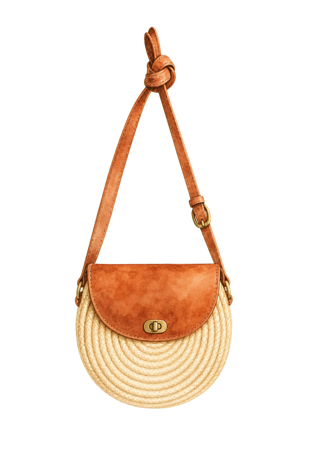 Round Raffia Crossbody Bag