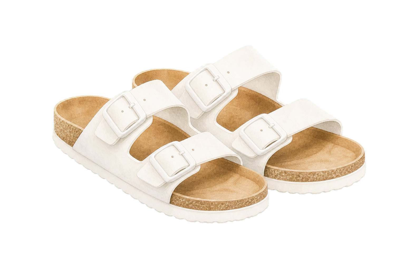 White Arch-Support Slide Sandals