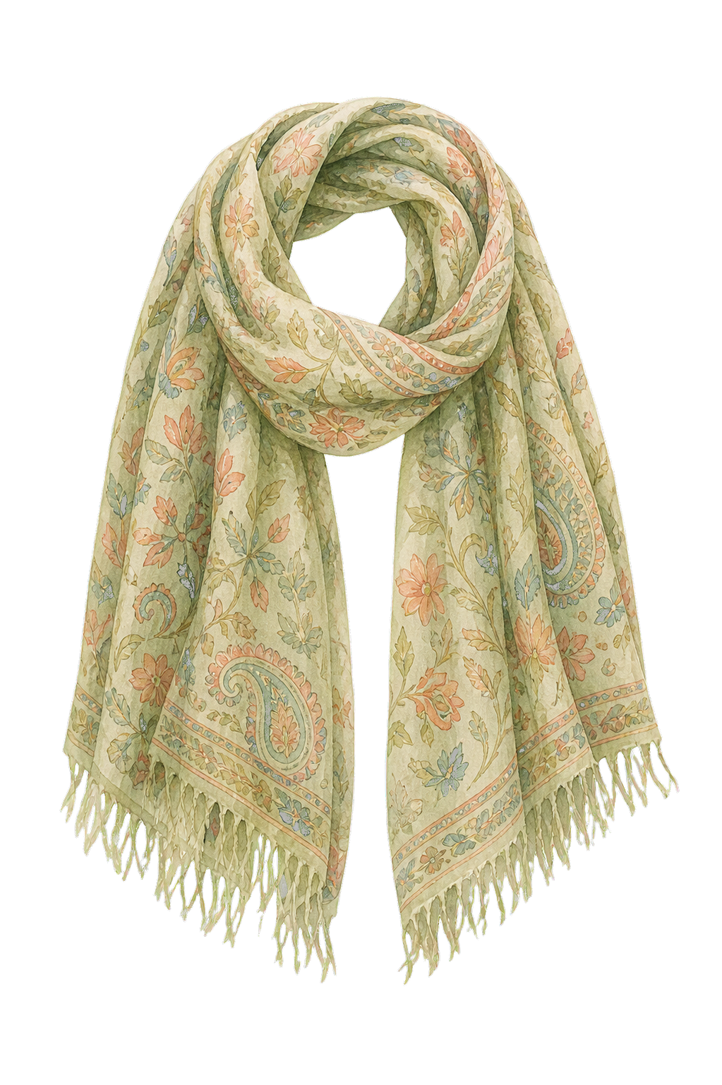 Light Sage Patterned Cotton Scarf