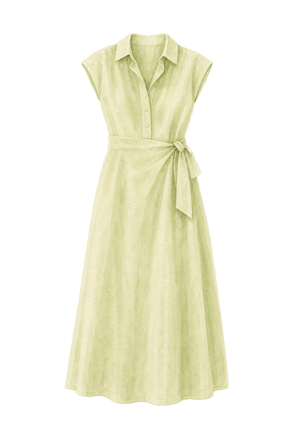 Pale Sage Linen Kaftan Midi Dress