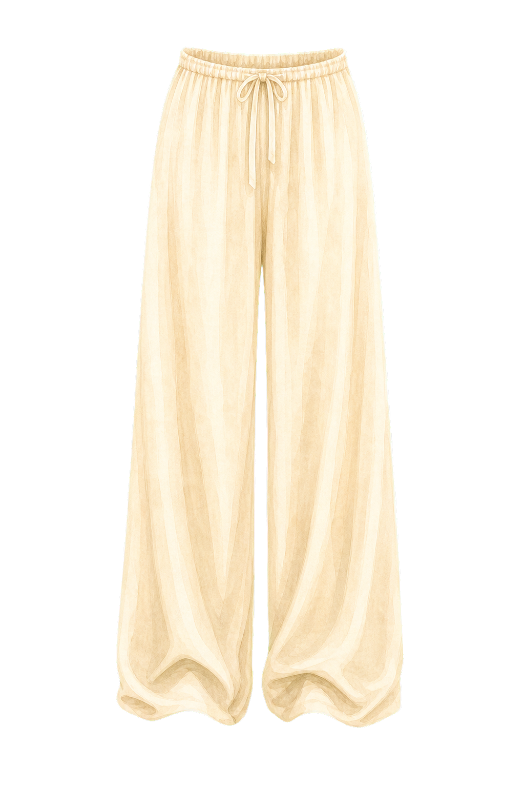 Cream Wide-Leg Linen Trousers