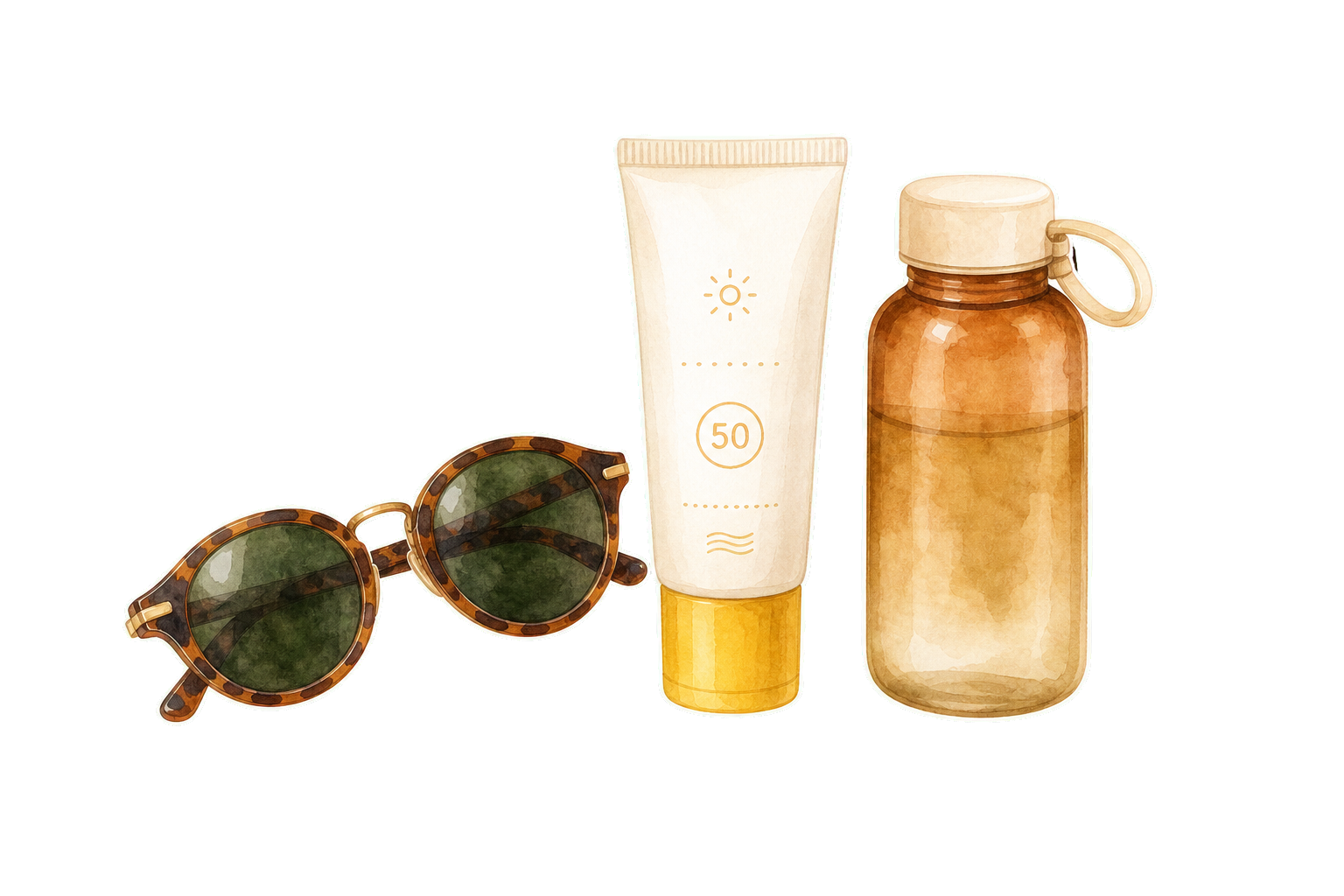 SPF 50 Sunglasses And Amber Water Bottle