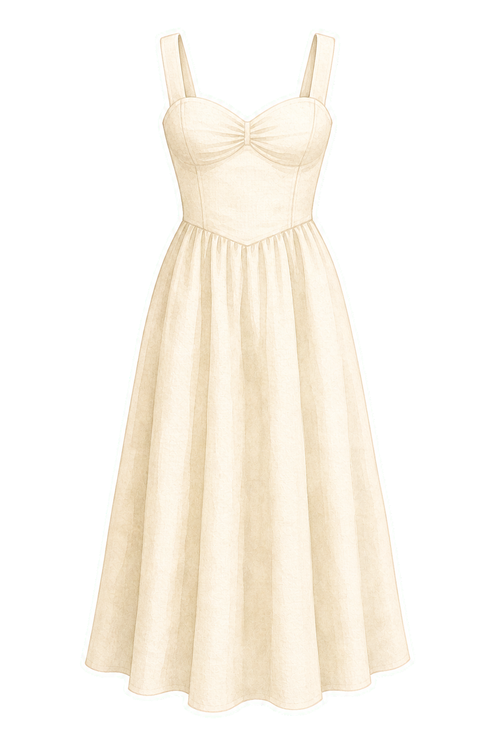 Cream Linen Midi Dress