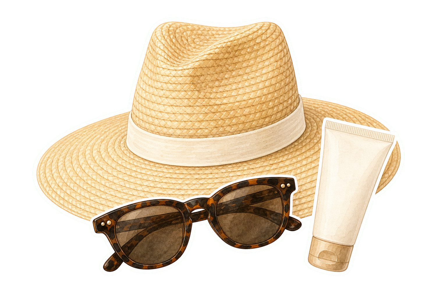 Packable Straw Hat Sunglasses And Mineral SPF