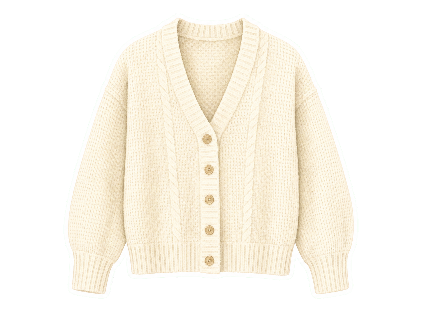 Ivory Cotton Fisherman Cardigan