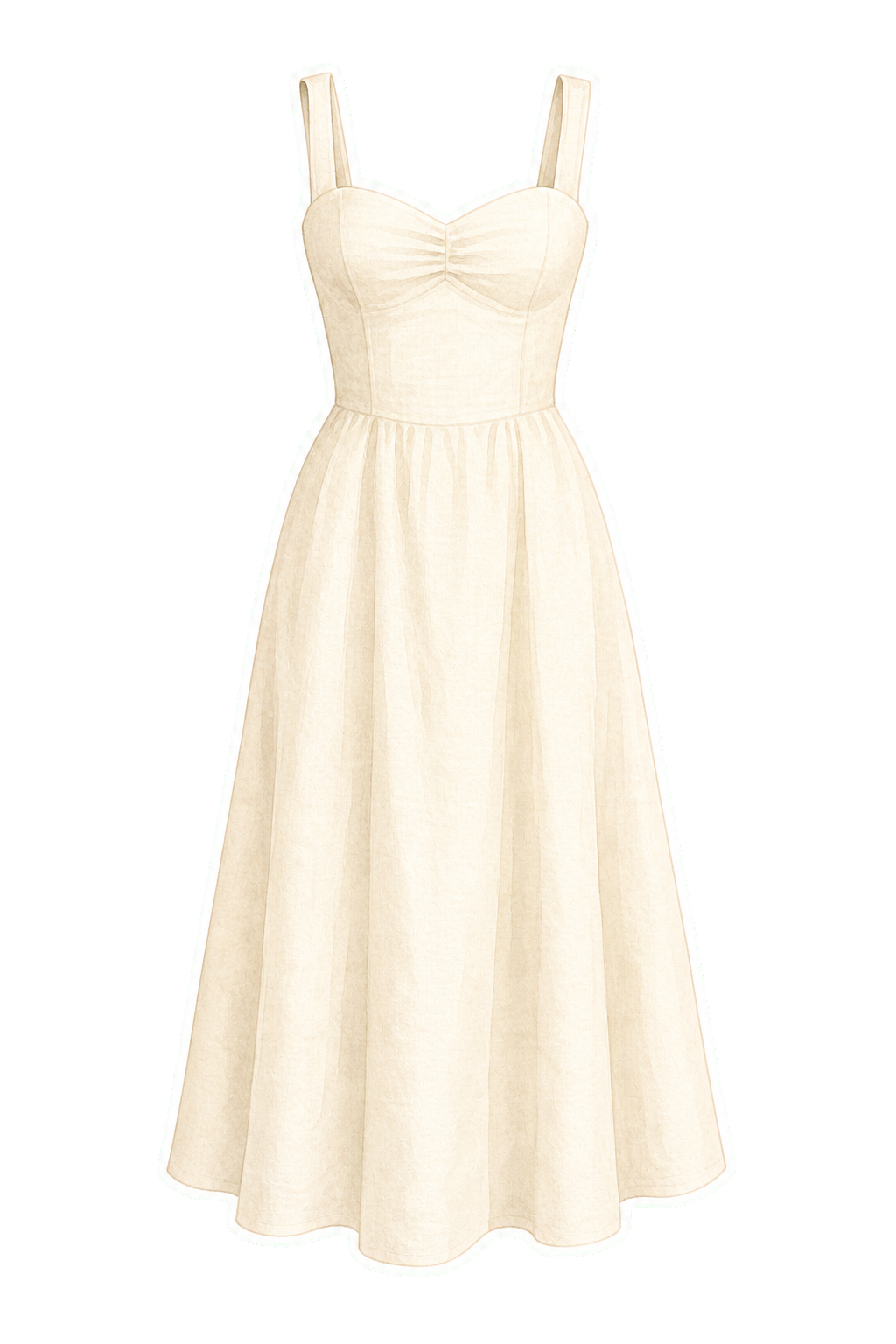 Ivory Linen Midi Dress