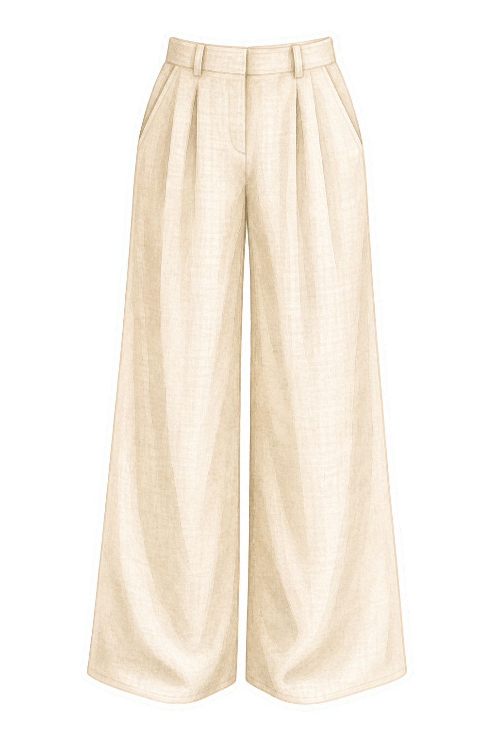 Canvas Linen Wide-Leg Drape Pants