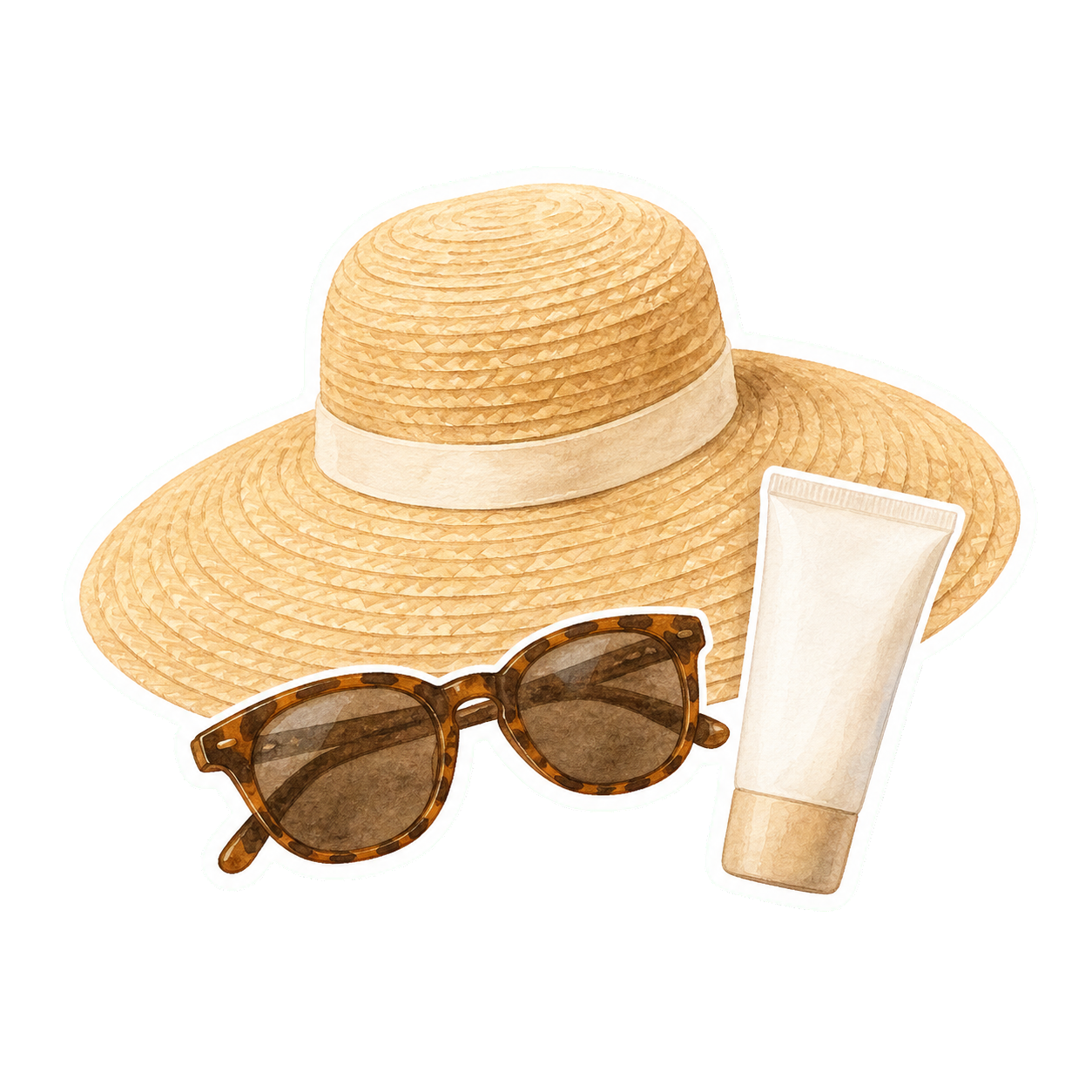 Straw Sun Hat Sunglasses And Mineral SPF