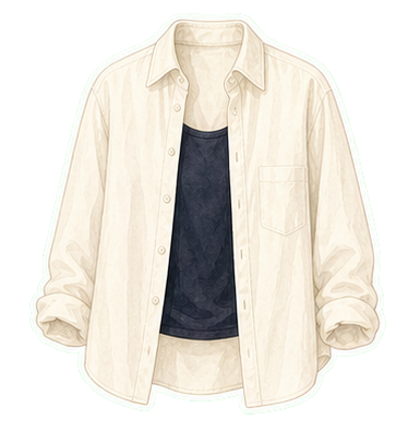 Ivory Shirt And Navy Tank