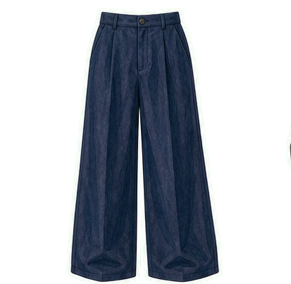 Navy Wide-Leg Trousers