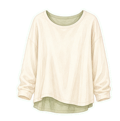 Cream Long-Sleeve And Sage Tank