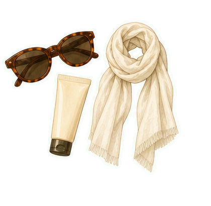 Sunglasses SPF And Light Scarf