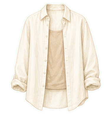 Layered Cotton-Linen Shirt And Tank