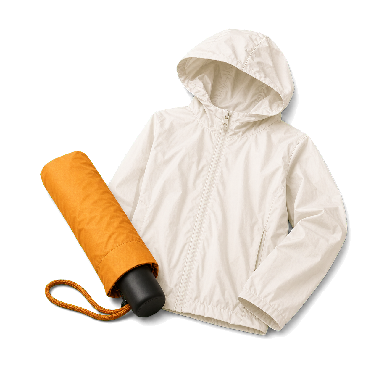 Ivory Rain Shell And Saffron Umbrella