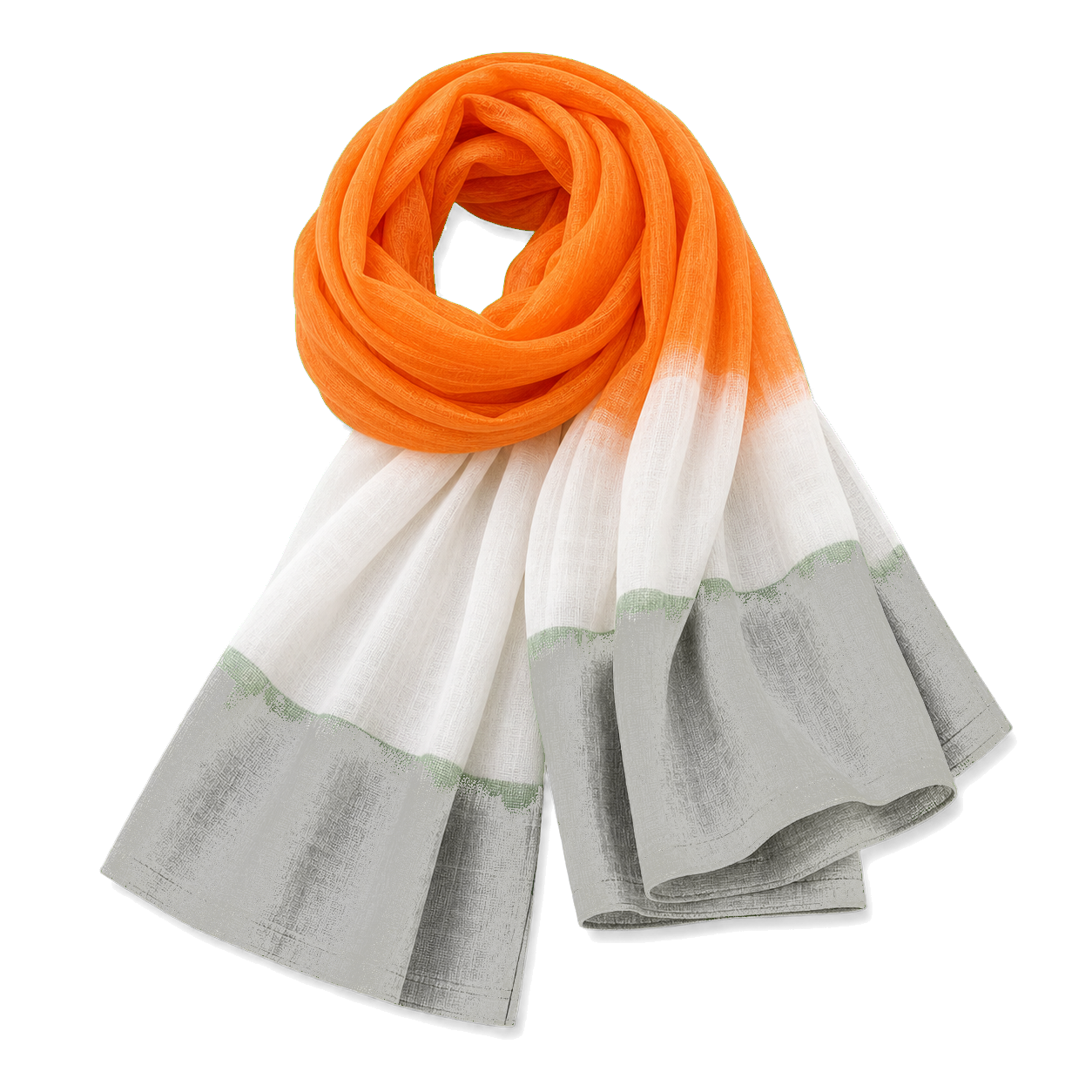 Saffron White Green Cotton Dupatta