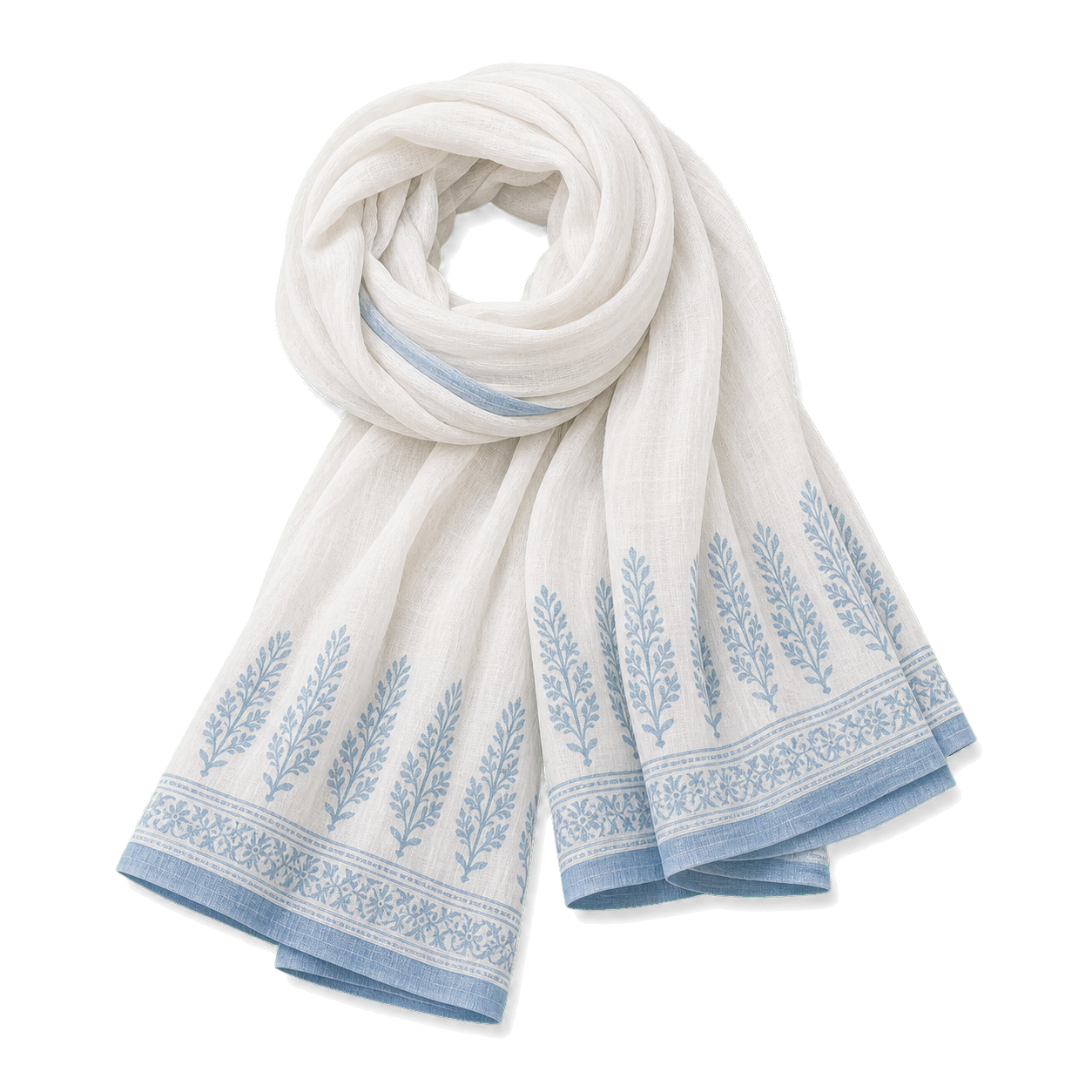 Ivory Blue Cotton Dupatta