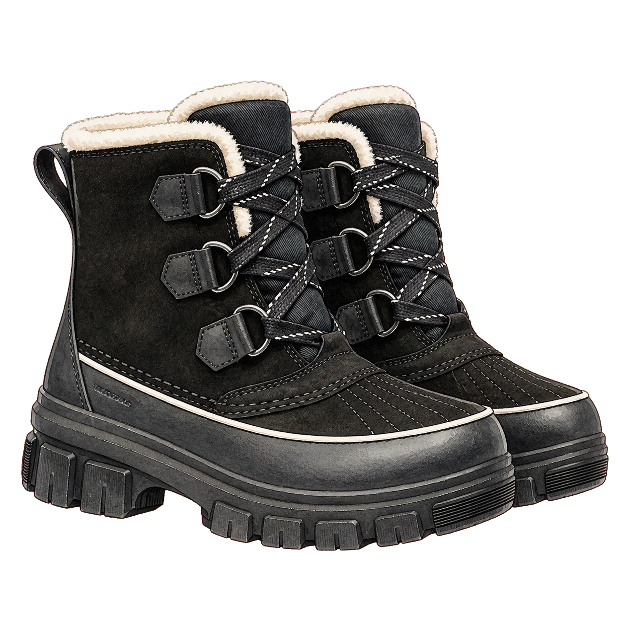 Black Waterproof Insulated Snow Boots