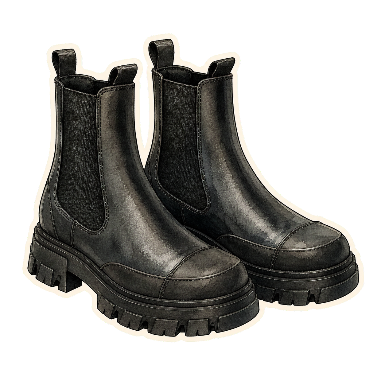 Black Lug-Sole Chelsea Boots