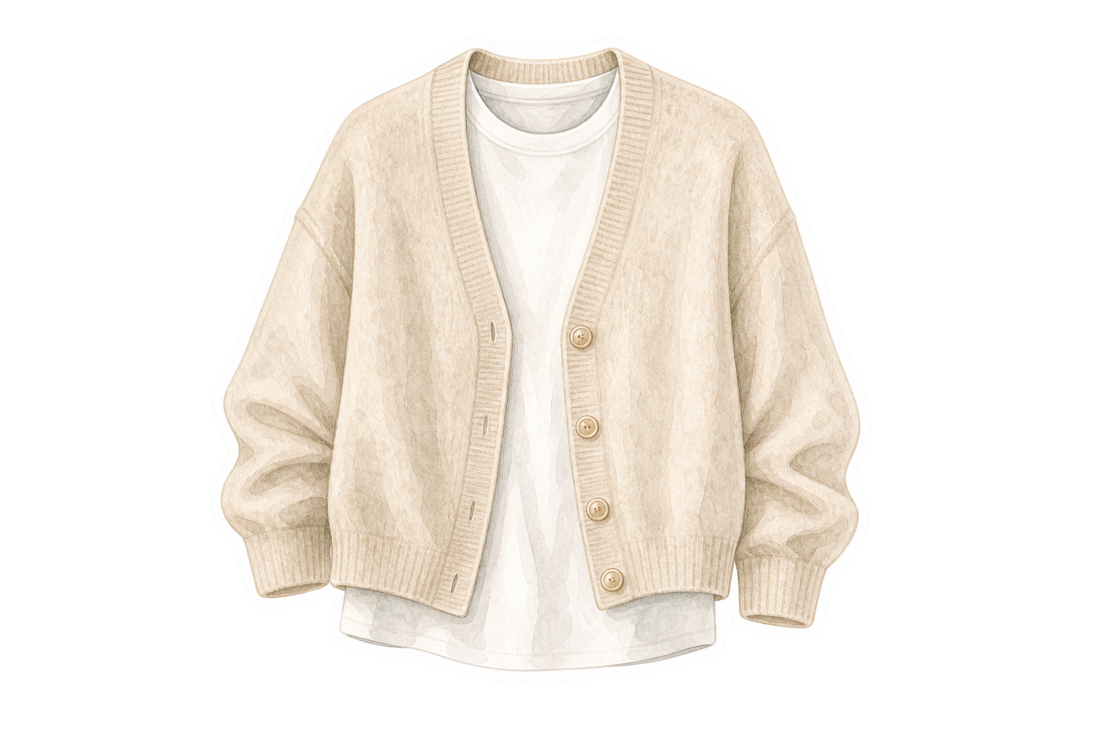 Cashmere Cardigan And Cotton Tee