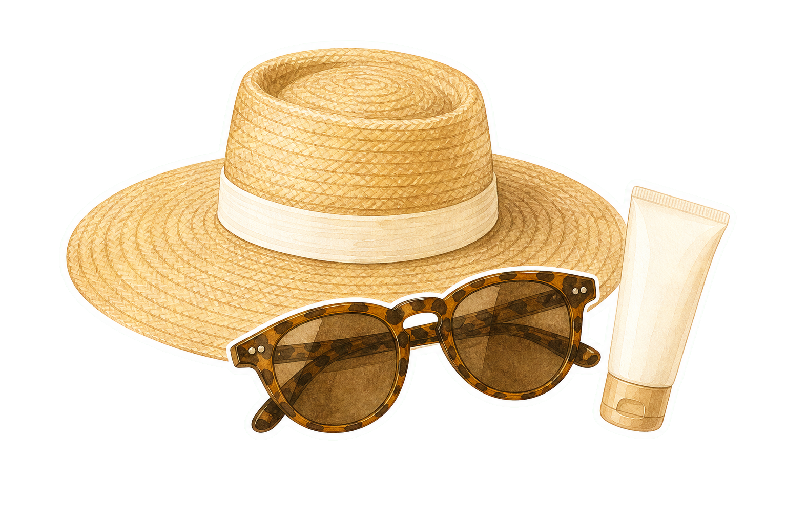 Wide-Brim Hat Sunglasses And SPF