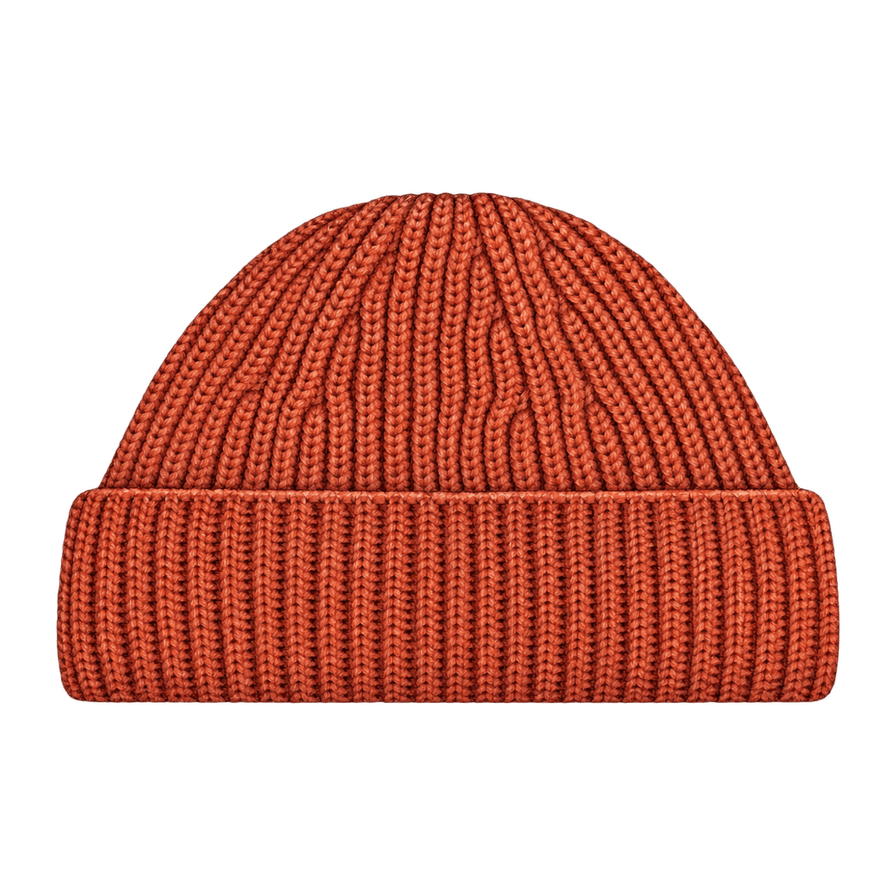 Rust ribbed wool beanie