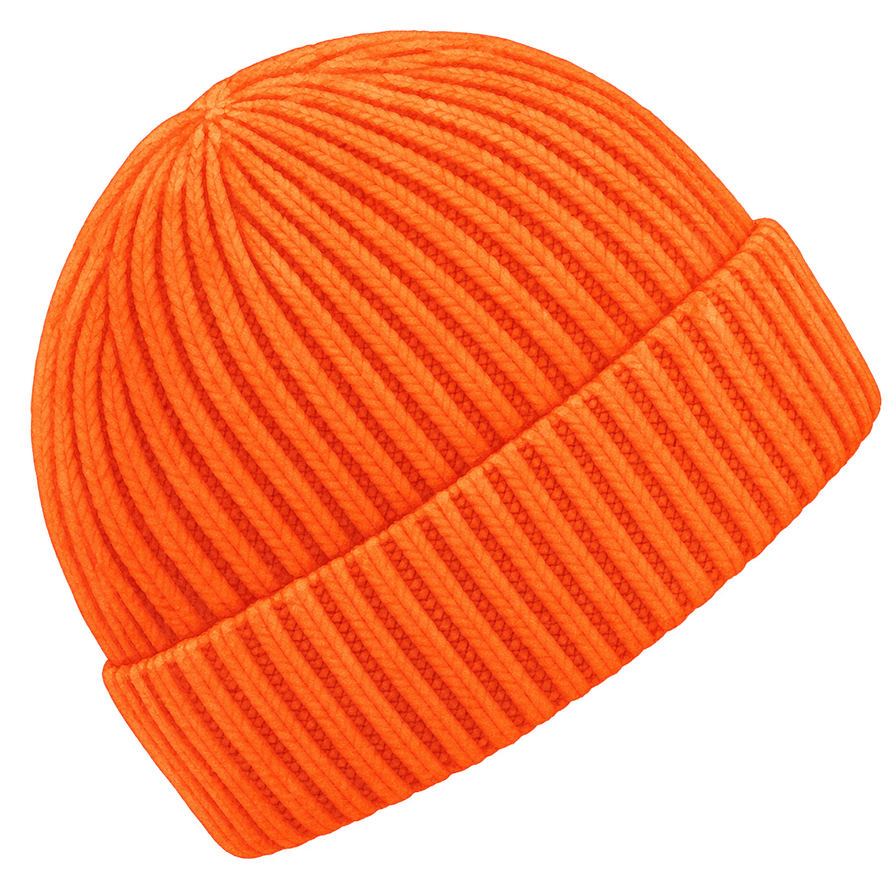 Blaze-orange knit beanie