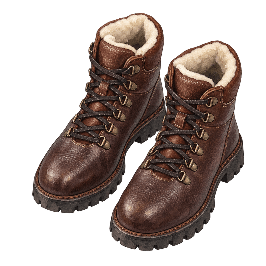 Dark brown shearling-lined winter boots