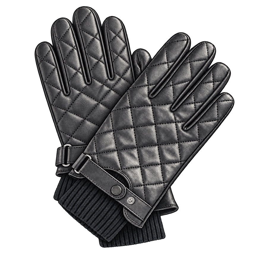 Black insulated leather gloves