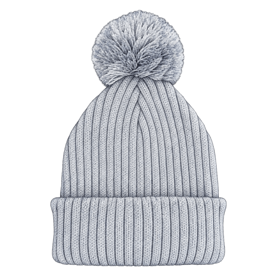 Heather-grey wool toque with a pompom