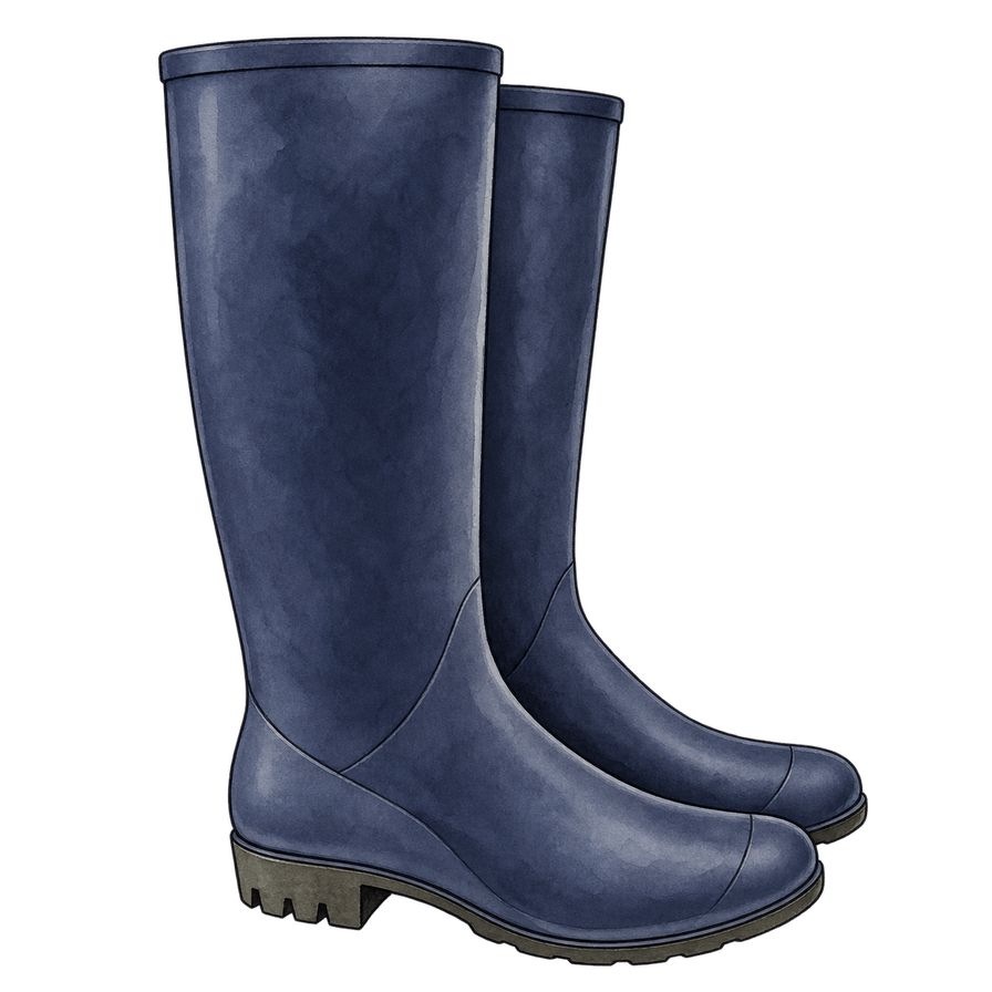 Navy rubber knee-high rain boots