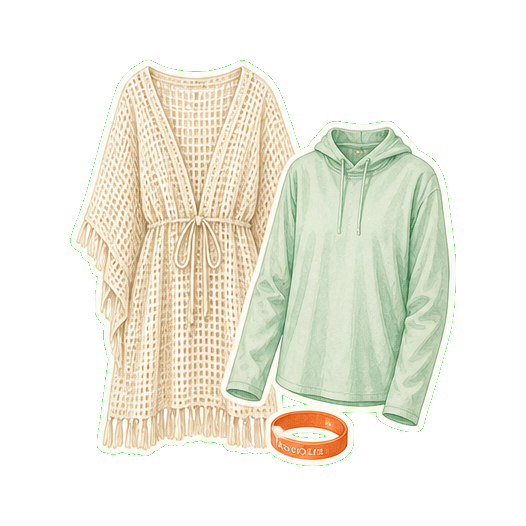 Swim cover-up + UPF 50 sun shirt + Splash House wristband