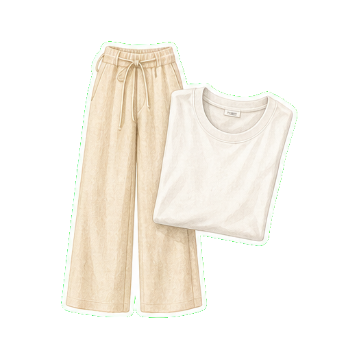 Lightweight cotton or linen wide-leg pant + cotton tee