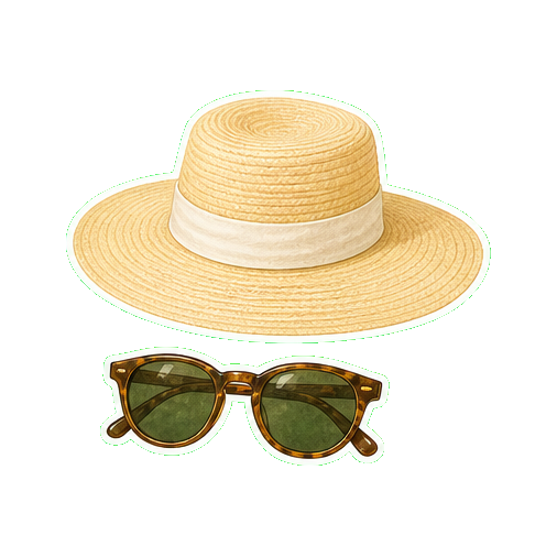 Wide-brim sun hat + Persol or Maui Jim polarized sunglasses