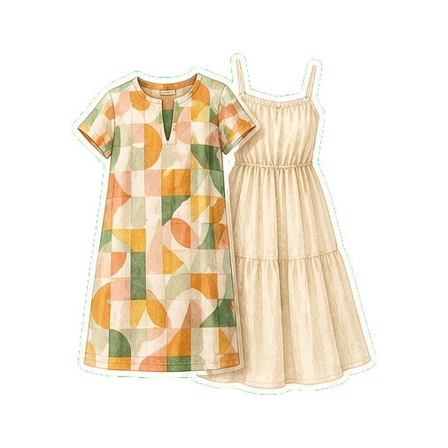 Trina Turk graphic-print shift dress + Sézane lightweight cotton midi