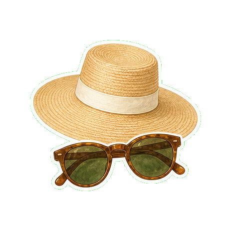Lack of Color wide-brim sun hat + Persol or Maui Jim polarized sunglasses