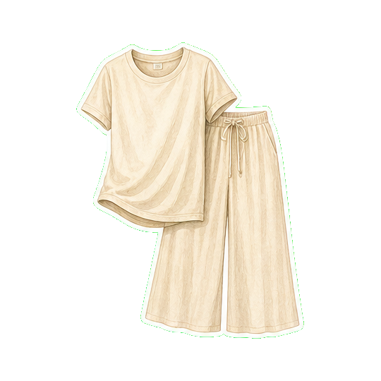 Lightweight cotton or linen wide-leg pant + cotton tee