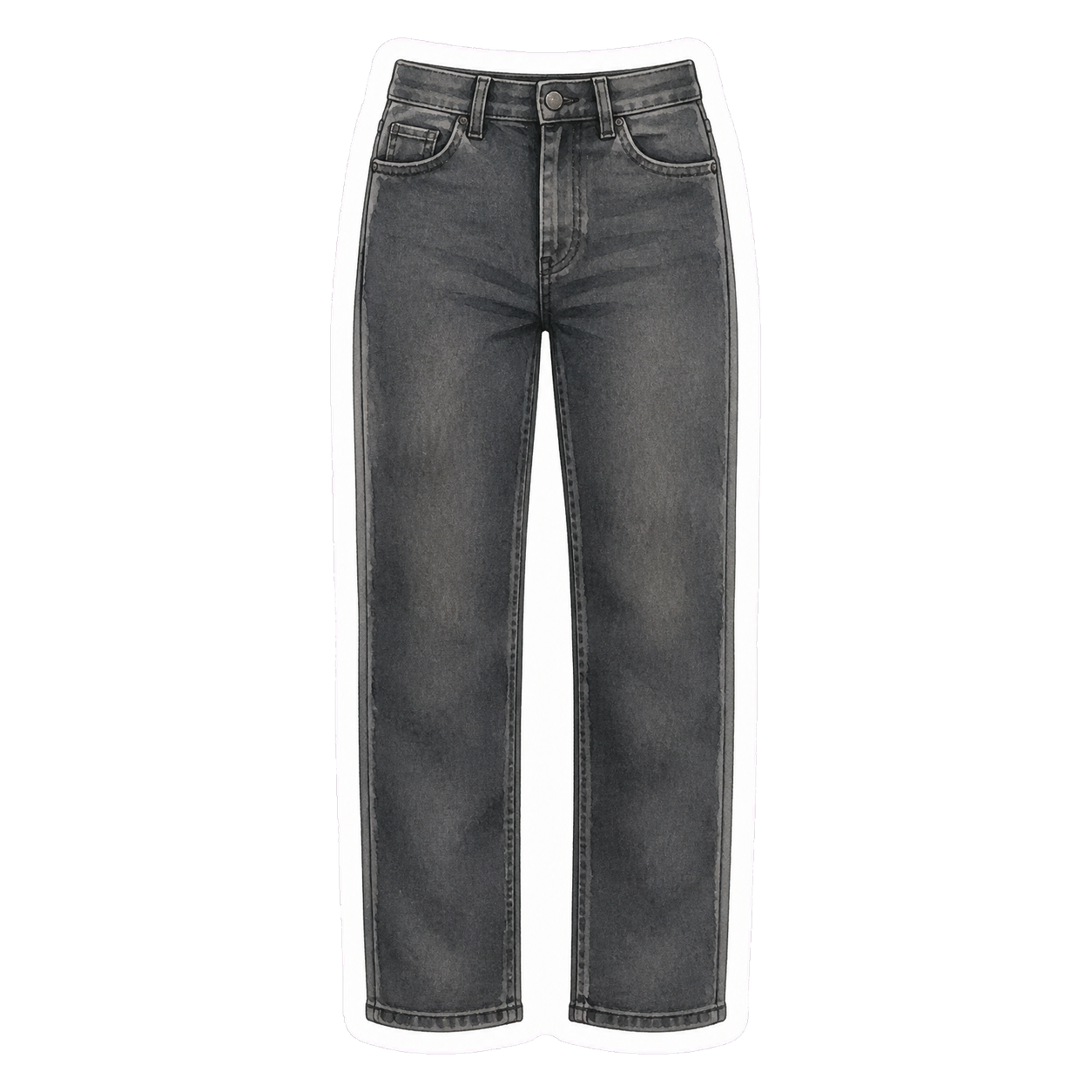 Faded Black Straight-Leg Jeans