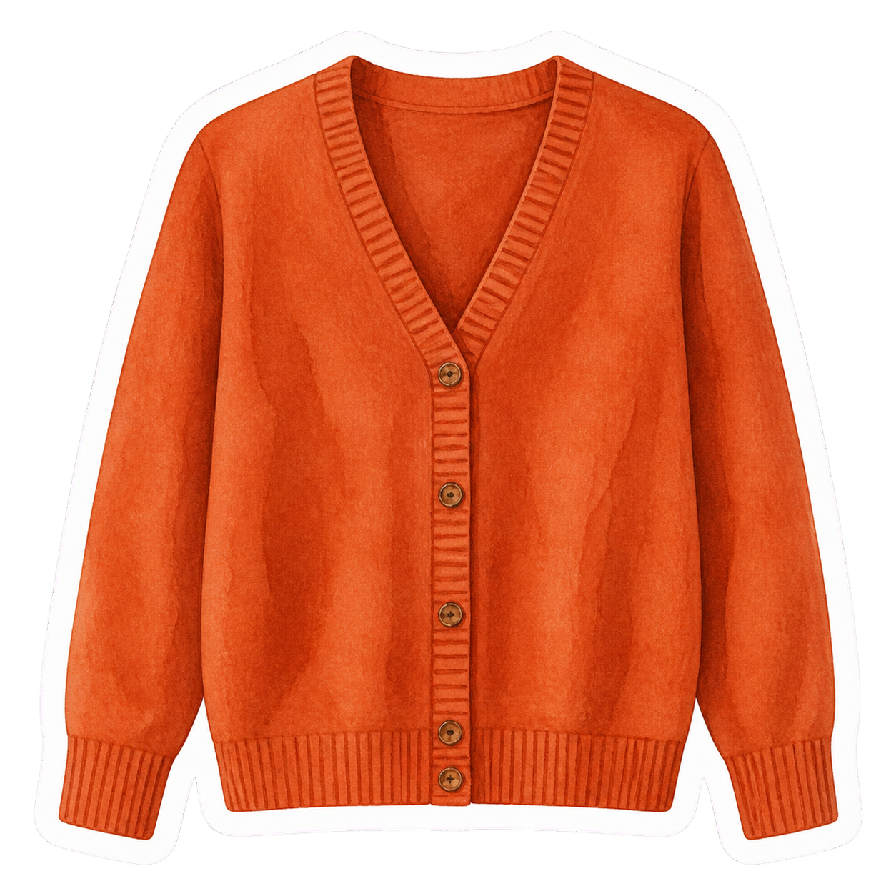 Rust Cotton V-Neck Cardigan
