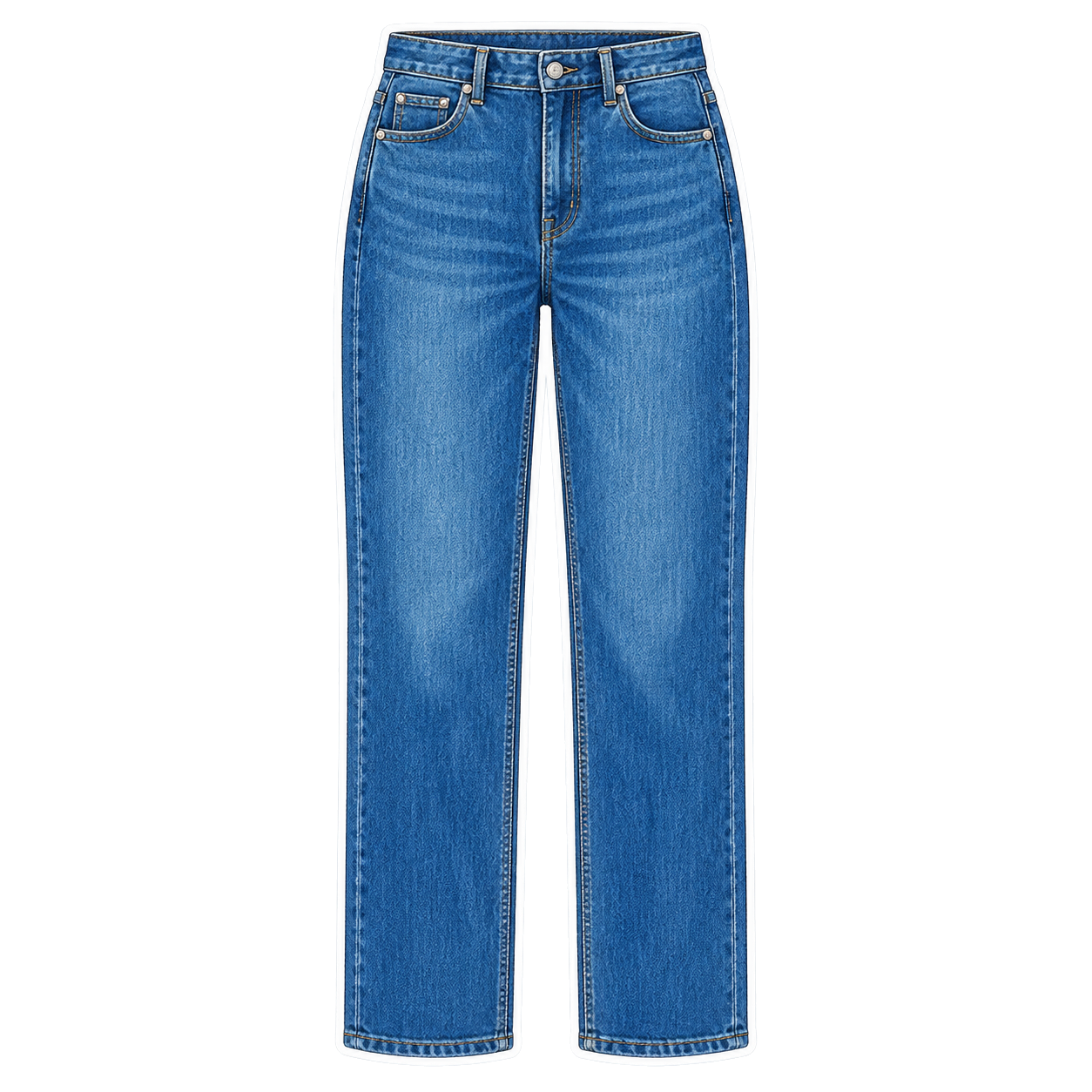 Mid-Wash Straight-Leg Jeans